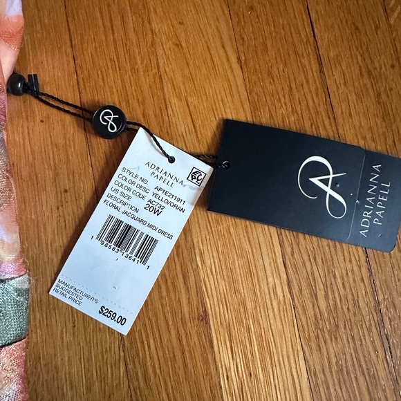 Adrianna Papell Jacquard Floral Print V Neck Sleeveless A Line Dress, 20W, NWT - Picture 7 of 11